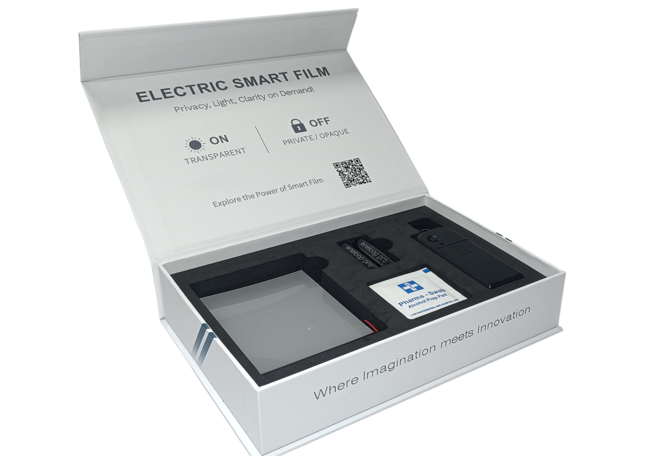 Premium Smart Film Demo Kit open showing contents and samples